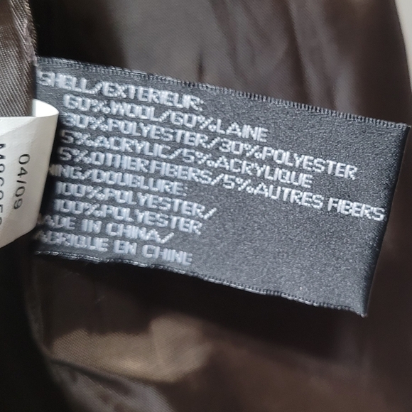 DKNY Retro Y2K Brown Plaid Tweed Double Breasted Belted Midi Peacoat Trench Coat - Picture 13 of 13